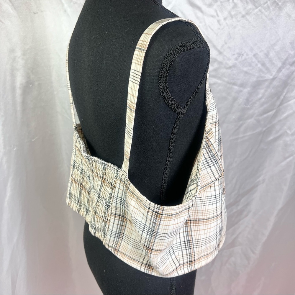 BP Cream Plaid Sleeveless Cropped Tank – Preppy Y2K 1X - Picture 3 of 7